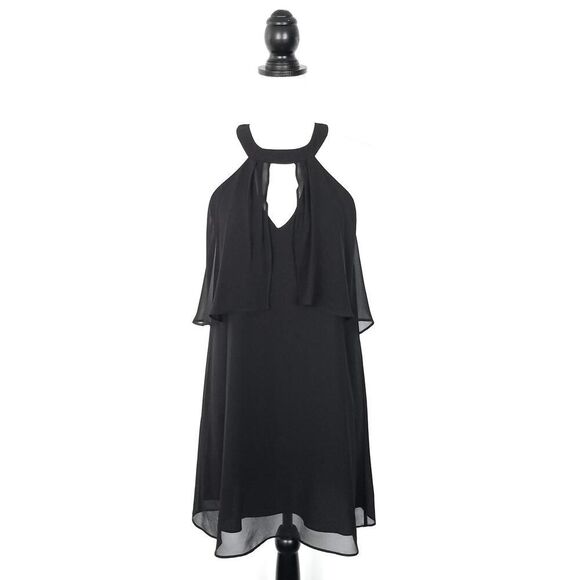 NEW NWT BCBGeneration Layered Chiffon Ruffle Dress Black Sleeveless Mini Size XS - Picture 1 of 8